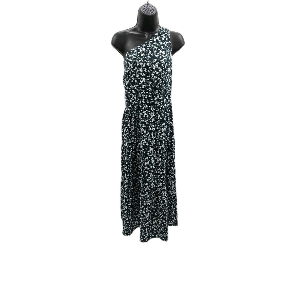 Grace Karin One-Shoulder Draped Midi Dress Women's‎ Size XL Green White NWT